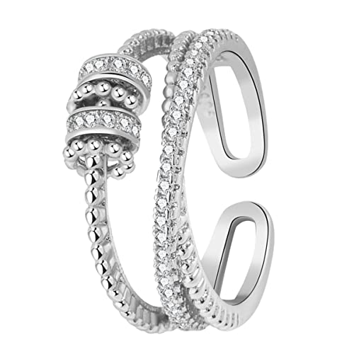 BESPORTBLE Rotierender Fingerring Für Damen Modischer Knöchelring Verstellbarer Statement Ring Für Persönlichkeiten Platinfarbe von BESPORTBLE