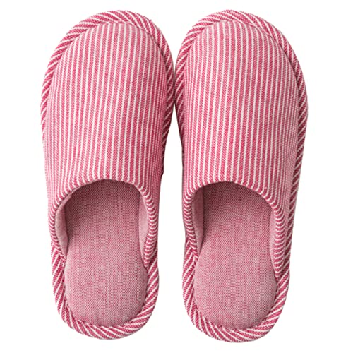 BESPORTBLE Rutschfeste Hausschuhe mit Gestreiftem Design Komfortable Baumwoll Leinen Slipper für Damen und Herren Wärmeisolierend Maschinenwaschbar für Innenbereich im Herbst und Winter von BESPORTBLE