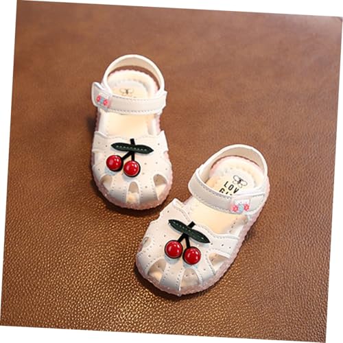 BESPORTBLE Sandalen Beige Weiche Sohle Atmungsaktiv Sommer Schuhe mit Kirschen Motiv für Mädchen von BESPORTBLE