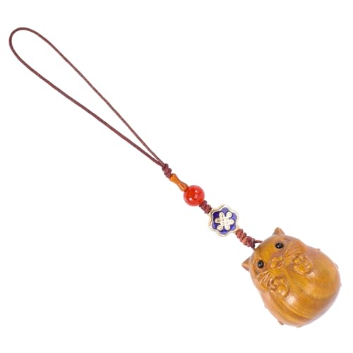 BESPORTBLE Schlüsselanhänger aus Massivem Sandelholz Handgefertigter Holzanhänger Leichte Handyhülle Dekoration Runder Kleiner Hamster Langlebiger Schlüsselbund Anhänger für Taschen von BESPORTBLE