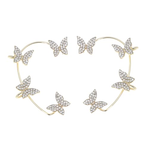 BESPORTBLE Schmetterling Ohrclips mit Zirkonbesatz Modische Ohrklemme Piercing Langlebiger Ohrschmuck für Damen und Mädchen Goldfarbene Ohrringe Vielseitiges Accessoire von BESPORTBLE