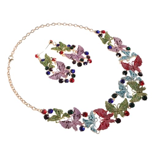 BESPORTBLE Schmetterling Schmuckset Damen Anhänger Halskette Ohrhänger Brautschmuck Set für Hochzeit Party Brautjungfern Zubehör von BESPORTBLE