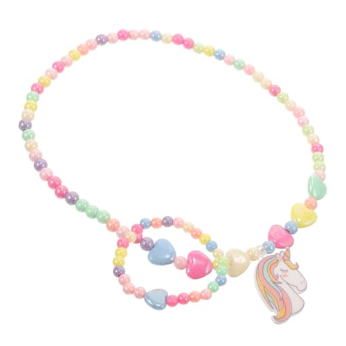 BESPORTBLE Schmuckset Einhorn Halskette und Perlenarmband aus Leicht Sicher für Mädchen Modisches Accessoire von BESPORTBLE