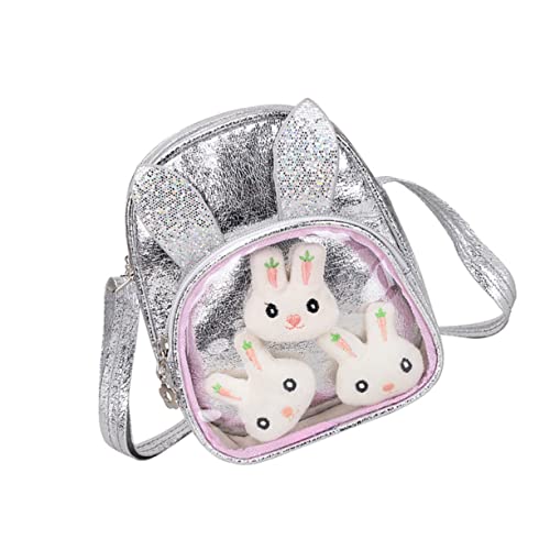 BESPORTBLE Schultertaschen Hase -Schultertasche Karikatur für Geldbeutel Geldbörse Storage Pockets papiertaschentücher Box Stylische Kindertasche glitzernde Schultüte PU-Leder Silver von BESPORTBLE