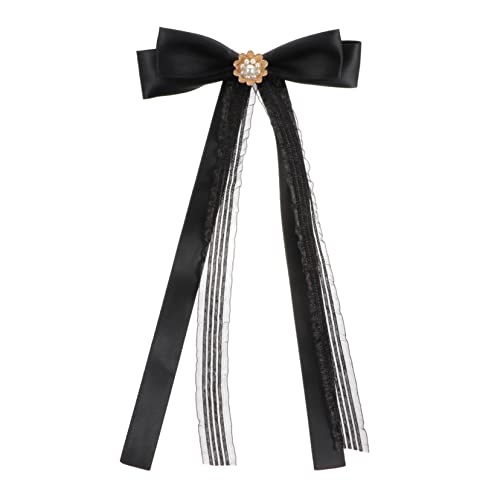 BESPORTBLE Schwarze Schleifenbrosche mit Banddesign Vorgebundener Damenfliegen Halsaccessoire für Kragenlose Blusen Kleider von BESPORTBLE
