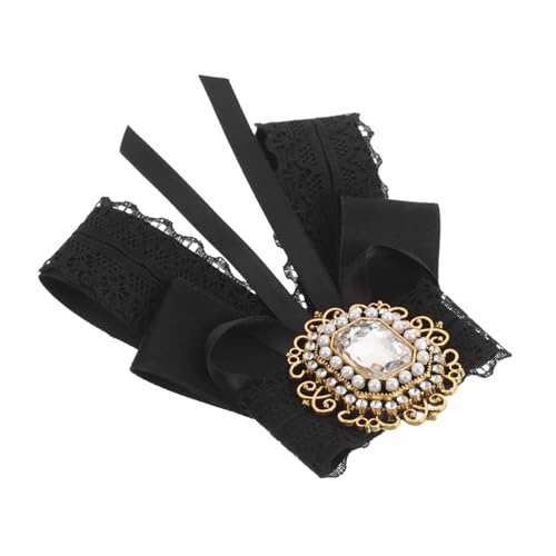 BESPORTBLE Schwarze Spitzenbrosche mit Strass Britischer Vintage Stil Schleifen Anstecknadel Kragenbrosche für Damen Vielseitiges Accessoire für Anzüge und Besondere Anlässe von BESPORTBLE