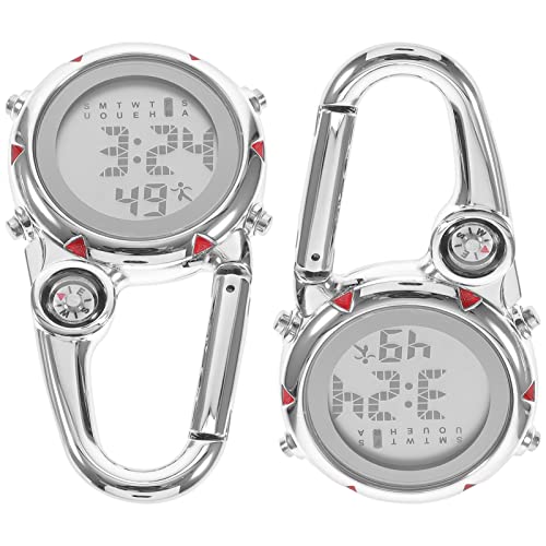 BESPORTBLE Schwesternuhr Uhr Ansteckuhr: 2 Stück Karabineruhr Digital Ansteckuhr Rot 2 7 5X4cm Taschenuhr Taschenuhr Digital von BESPORTBLE
