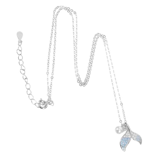 BESPORTBLE Silberne Halskette mit Muschelperle Eleganter Anhänger im Meerjungfrau Clavicle Kette Perfektes für Damen für Besondere Anlässe Tägliches von BESPORTBLE