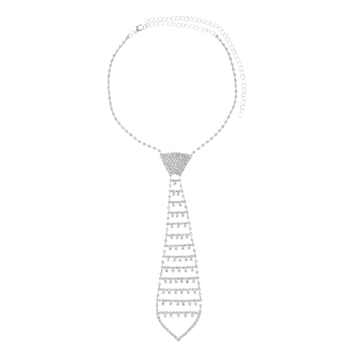 BESPORTBLE Silberne Strasskrawatten halskette mit Funkelnden Kristallen Verstellbar Modischer Schmuck für Damen Prom Hochzeit und Festliche Anlässe Kette Krawatte von BESPORTBLE
