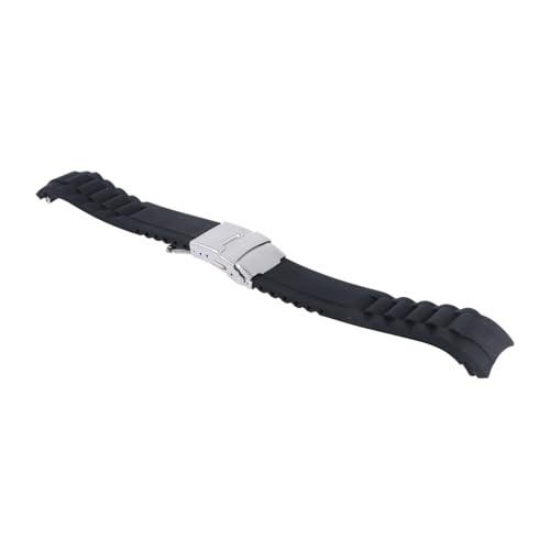 BESPORTBLE Silikon Uhrarmband mit Ellbogen Faltschließe Robustes Ersatzarmband für Smartwatch Wasserdichtes Kautschuk Armband in Schwarz Komfortabel und Formschön für Damen und Herren von BESPORTBLE