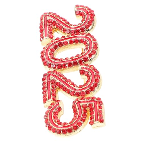 BESPORTBLE Silvester-schlangenbrosche Kleid Strass- Dame Mode Dekorativ Neujahrsbrosche Zahlenstift Broschennadel in Zahlenform Zahlen-brosche-schmuck Hutbrosche Rot Strasssteine von BESPORTBLE