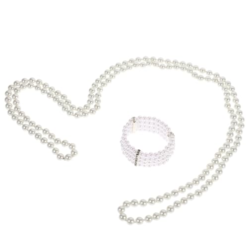 BESPORTBLE Simulierte Perlen Halskette Armband Set Mehrlagige Schmuck für Damen Tanzpartys Festliche Anlässe Halskette Armband von BESPORTBLE