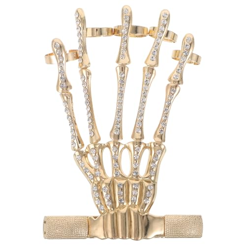 BESPORTBLE Skelett-Handarmband mit Fingerringen, Gothic-Totenkopf-Geisterkrallen-Armband, Knöchelgelenk, Vollfinger-Schmuckzubehör für Frauen und Männer von BESPORTBLE