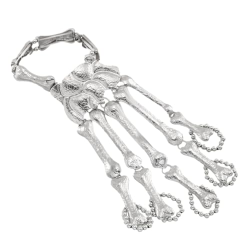 BESPORTBLE Skull Hand Armband aus Metall Stylisches Halloween Schmuck Accessoire Einzigartiges Skelett Design für Damen und Herren Komfortabler Auffälliger Armschmuck von BESPORTBLE