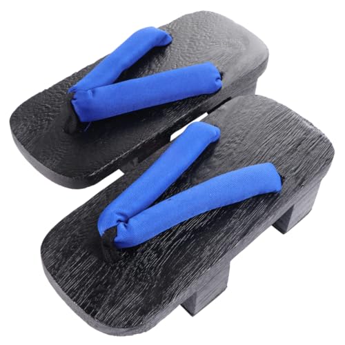 BESPORTBLE Sommer Clogs Holz Flip Flops mit Zwei Unisex Casual Slippers Fuß Bequeme Langlebige Sandalen für Outdoor Freizeit und Party Schwarzes Holzdesign von BESPORTBLE