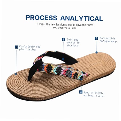 BESPORTBLE Sommer Damen Beach Sandalen Flache Rutschfeste Outdoor Strand Flip flops Simulierte Strohboden Slipper Atmungsaktiv und Langlebig Bequeme Alltagsschuhe Schwarz von BESPORTBLE