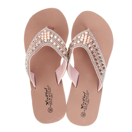 BESPORTBLE Sommer Damen Sandalen Wasser Keilabsatz Flip Flops Rutschfeste Strand Schuhe Bequeme Fußbett Hausschuhe Rosa von BESPORTBLE