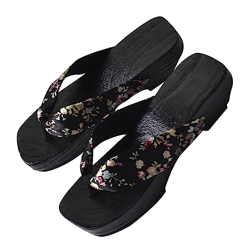 BESPORTBLE Sommer Holzclogs Damen Sandalen Flache Sohle Bequeme Japanische Style Clogs Leichte Strand und Hausschuhe für Alltag und Shopping von BESPORTBLE