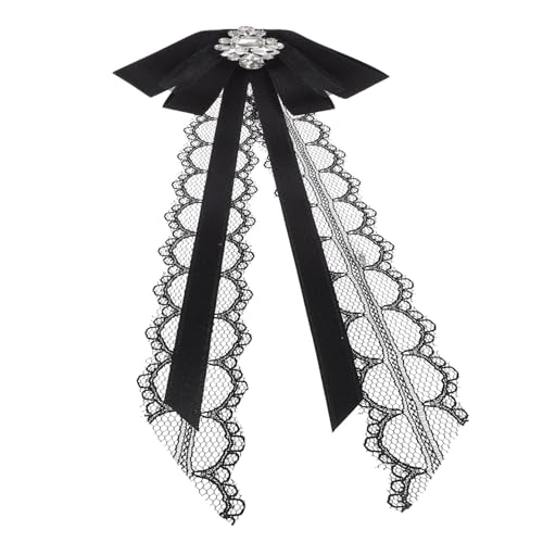 BESPORTBLE Spitzenbrosche Korsage Broschen Für Frauen Hut Broschen Fliegebrosche Für Damen Kleidung Brosche Broschen Und Anstecker Für Damen Reversnadel Mit Schleife Pin-ästhetik Metall Black von BESPORTBLE