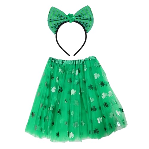 BESPORTBLE St Patrick's Day Kostüm Für Junge Mädchen Kreativer Rock Mit Haarreifen Festliche Verkleidung Für Cosplay Und Partys Geschenk Für Kleine Mädchen von BESPORTBLE