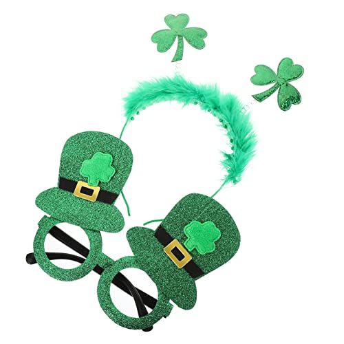 BESPORTBLE St Patricks Day Haarband Mit Partybrille Für Damen Irish Party Dekoration Foto Requisiten Kleeblatt Frame Glasses von BESPORTBLE