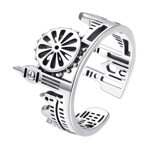 BESPORTBLE Sterling Silber Offener Ring Damen Modernes Design City Muster Verstellbar Komfortabel Schmuck Geschenk für Frauen Freundinnen Geburtstag Jubiläum von BESPORTBLE