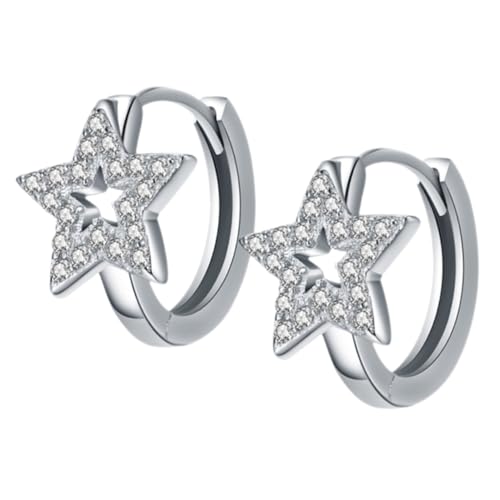 BESPORTBLE Sterling Silber Ohrstecker Stern Design Hohle Fünfzackige Creolen Ohrringe Damen Schmuck Leicht Elegant Modisch für Alltag und Festlichkeiten von BESPORTBLE