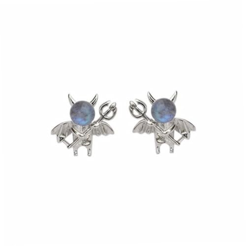 BESPORTBLE Sterling Silber Teufel Ohrstecker mit Mondstein Damen Ohrstecker Eleganter Schmuck für Alltag Party und Hochzeit Individuelles für Frauen von BESPORTBLE