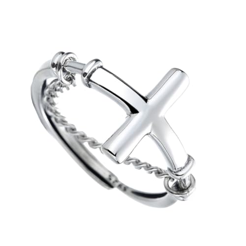 BESPORTBLE Sterling Silber Zeigefingerring Stilvoller Offener Ring Mit Kreativem Kreuz Design Eleganter Splicing Kette Als Modisches Accessoire Für Jeden Anlass von BESPORTBLE