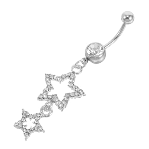 BESPORTBLE Sternförmiger Bauchnabelring Mit Funkelnden Strasssteinen Gefälschtes Bauchnabelpiercing Für Damen Und Mädchen Schimmernder Bauchnabel Schmuck von BESPORTBLE