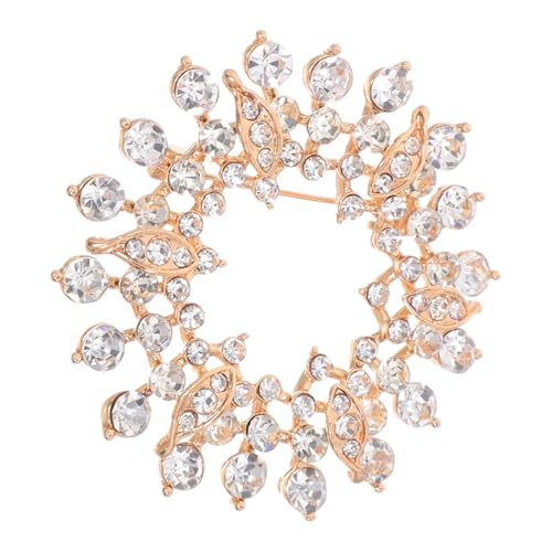 BESPORTBLE Stilvolle Strass Brosche für Damen Vielseitiger Anstecker für Kleider Schals und Taschen Langlebiges Modeschmuck accessoire für Hochzeiten Partys und Festliche Anlässe Goldenes von BESPORTBLE