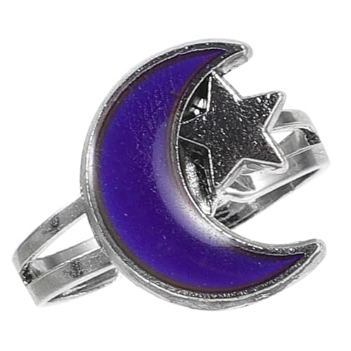 BESPORTBLE Farbwechsel Mondring Für Frauen Stimmungsring Mit Temperatursensortechnologie Verstellbarer Offener Ring Aus Metall Modeschmuck Für Teenager Und Erwachsene von BESPORTBLE