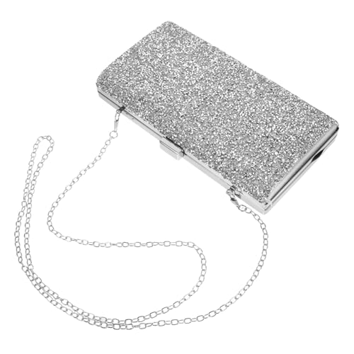 BESPORTBLE Strass Clutch Abendtasche Damen Glitzer Handtasche für Hochzeit Party Braut Schmuck Silber Stilvolle Umhängetasche mit Funkelnden Kristallen für Abendessen und Formelle Anlässe von BESPORTBLE