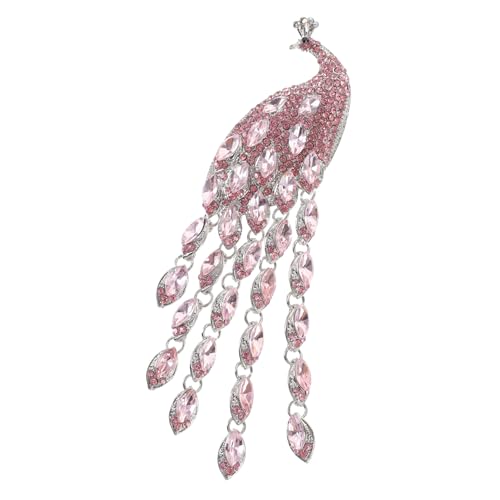 BESPORTBLE Strass Pfau Brosche Damen Retro Stil mit Quaste Große Vintage Anstecknadel für Kleid Leicht Sicher Modisches Schmuckaccessoire für Kleidung und Schal von BESPORTBLE