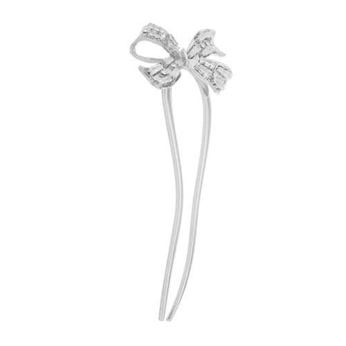 BESPORTBLE Strass Schleife U Form Haar Gabeln Stäbchen Hochsteckfrisur Haarknoten Chignon Hochzeit Haarnadeln Haar Styling Werkzeug Braut Haar Zubehör Für Frauen Mädchen Silber von BESPORTBLE