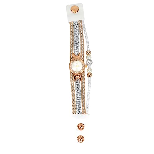 BESPORTBLE Damenuhr Strass Geflochtene Armbanduhr Quarzuhr Handgelenk Kette Weiß Kreative Handgelenkdekoration Langlebig Sicher Zu Tragen Geburtstagsgeschenk Freundinnen von BESPORTBLE