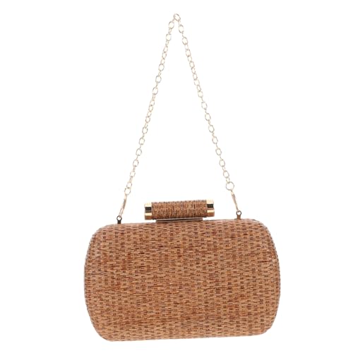 BESPORTBLE Straw Clutch Tasche Handgefertigt Geflochten Woven Handtasche Leicht Sommer Strand Umhängetasche Für Party Hochzeit Vintage Design Dunkelbraun von BESPORTBLE