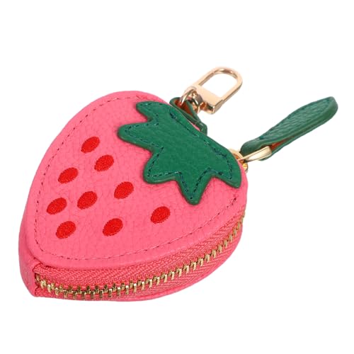 BESPORTBLE Strawberry Coin Purse Mini Zipper Wallet Aus PU Mit Hängendem Anhänger Kompakt Leicht Für Frauen Für Münzen Reise Alltag von BESPORTBLE