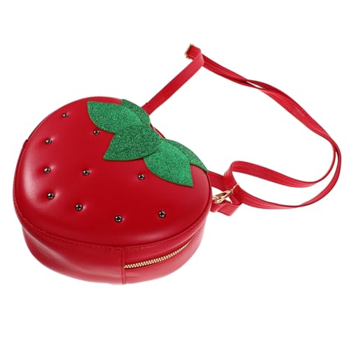BESPORTBLE Strawberry Crossbody Bag für Mädchen Pu-Optik Handtasche mit Verstellbarem Schultergurt Niedliche Erdbeer-form Geldbörse Vielseitige Schultertasche für Robust und Modisch von BESPORTBLE