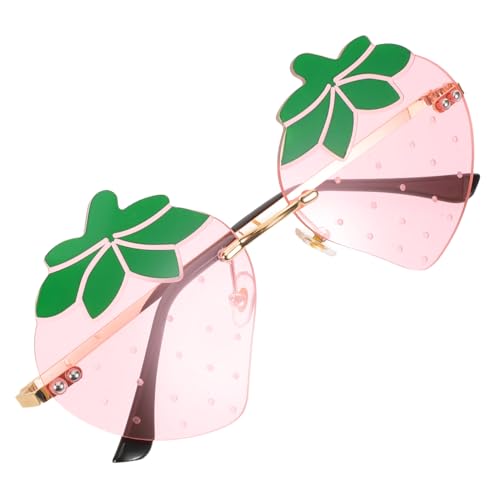 BESPORTBLE Strawberry Sonnenbrille Damen Rimless Uv-schutz Trendige Partybrille für Festivals Urlaub Outdoor Chic Retro Accessoire von BESPORTBLE