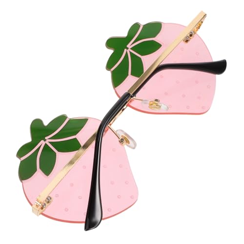 BESPORTBLE Strawberry Sonnenbrille Rahmenlos Uv-schutz Leichte Damenbrille mit Klaren Gläsern für Outdoor Reisen Party Festival Accessoire Modisch Bunt von BESPORTBLE