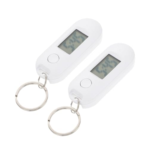 BESPORTBLE 2stücke Schlüsselanhänger Mit Digitaler Uhr Für Studenten Clip-taschenuhr Elektronische Prüfungsuhren Hängeuhren Mit Schlüsselkette Weißes Design Praktischer Stauraum Für von BESPORTBLE