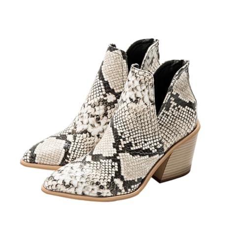 BESPORTBLE Stylische Damen Stiefeletten Kurzschaft Spitzzehen Boots mit Dickem Absatz und Komfortabler Fußgewölbeunterstützung Geeignet für Herbst Büro Party und Alltag Modisch und von BESPORTBLE