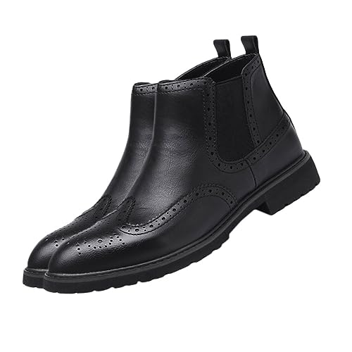 BESPORTBLE Stylische Herren Brogue High Top Boots aus Strapazierfähigem Mikrofaser und Gummimaterial Rutschfeste Verschleißfeste Laufsohle Komfortabel und Atmungsaktiv für Freizeit Arbeit von BESPORTBLE