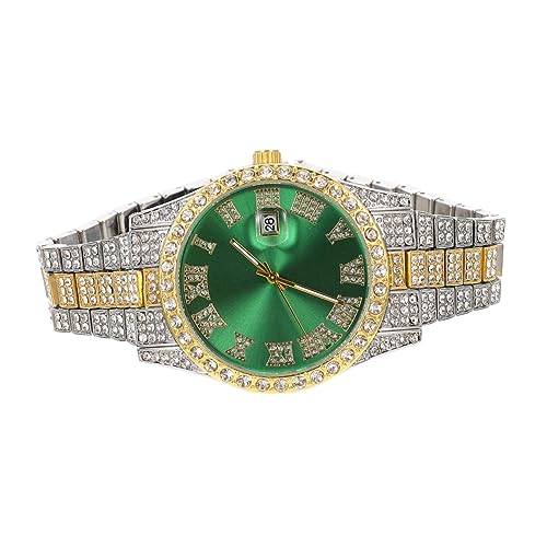 BESPORTBLE Stylische Herren-armbanduhr Aus Edelstahl Mit Diamantbesatz Modische Quarzuhr Mit Kalender Einstellbares Armband Für Jeden Anlass Elegant Und Bequem von BESPORTBLE