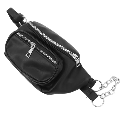 BESPORTBLE Stylische Hüfttasche Mit Kette Für Damen Modische Umhängetasche Praktische Crossbody Bag Für Freizeit Und Alltag Eleganter Schultertaschen Stil Schwarz von BESPORTBLE