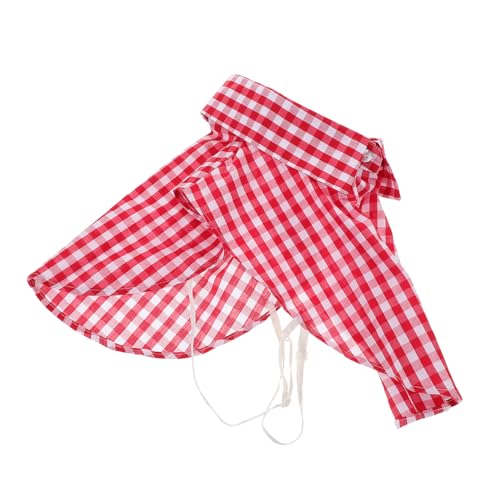 BESPORTBLE Stylischer Damen Fake Kragen Baumwolle im Vintage Karomuster Abnehmbarer Halblangarm Blusenkragen für Outfits Rot von BESPORTBLE