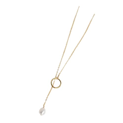 BESPORTBLE Süßwasserperlenkette Für Damen Goldhalskette Mit Perle Anhänger Hochwertig Verarbeitet Zarte Und Liebliche Textur Passt Zu Hochzeits Und Alltagskleidung von BESPORTBLE