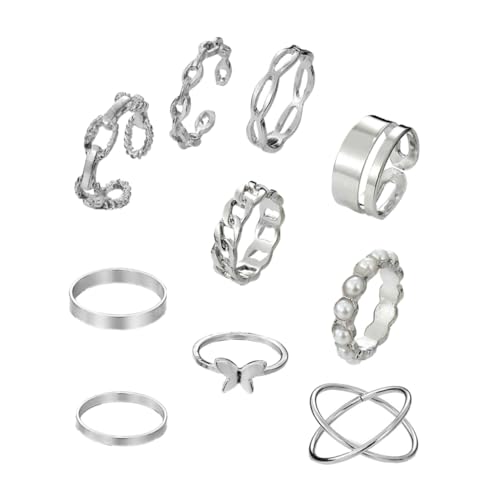 BESPORTBLE Teiliges Knöchelring aus Silberfarbenem Legierungsmetall Verstellbare Fingerringe mit Glatter Oberfläche Komfortabel und Vielseitig für Damen Schmuck und Geschenkgebrauch von BESPORTBLE