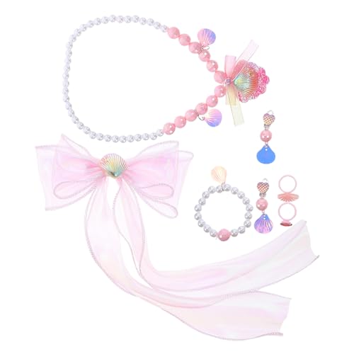 BESPORTBLE Teiliges Meerjungfrau Prinzessin mit Haarclips Muschel-halskette Perlenarmband und Fingerring Leichtes Hautfreundliches Design für Kleinkinder für Geburtstagsfeiern und von BESPORTBLE